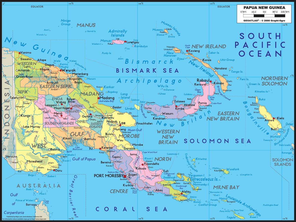 részletes térkép a pápua új-guinea