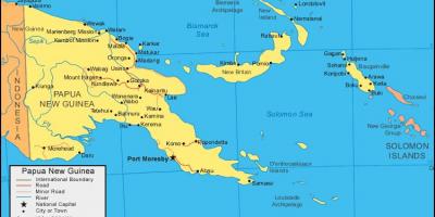 Térkép pápua új-guinea, illetve a környező országokban